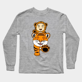 Funny tiger kid cosplay Long Sleeve T-Shirt